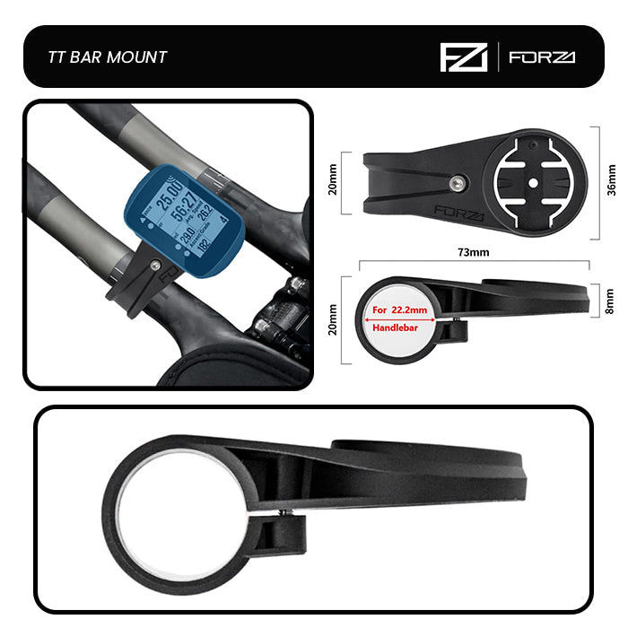 FORZA 22.2mm TT/Triathlon Bar GPS Mount for Garmin