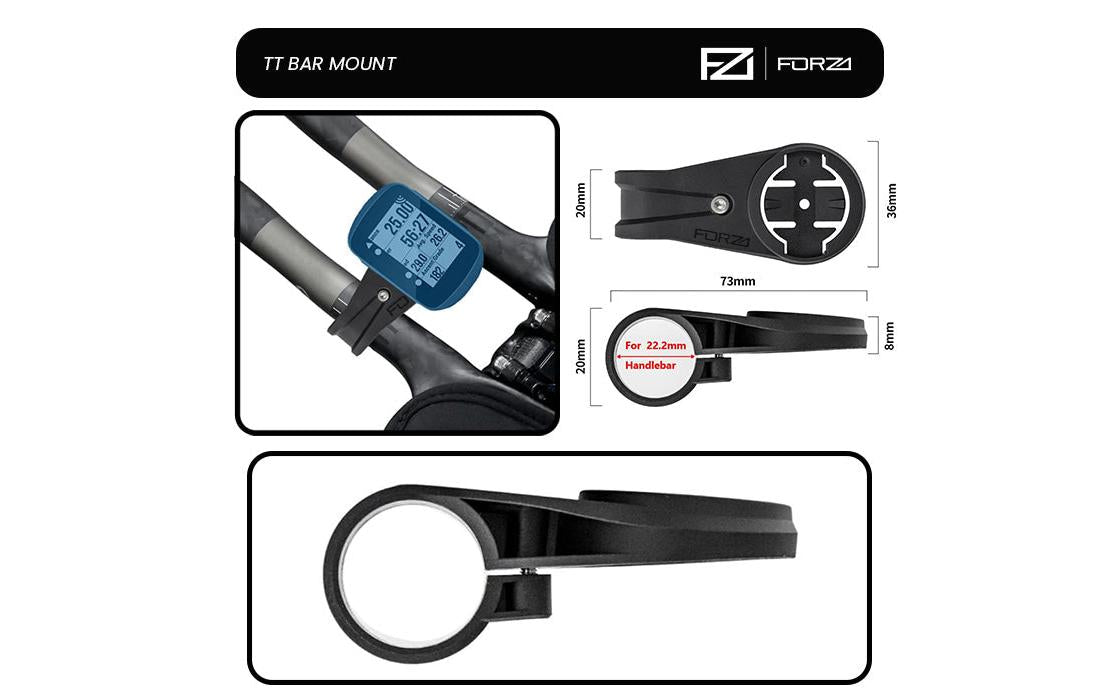 FORZA 22.2mm TT/Triathlon Bar GPS Mount for Garmin