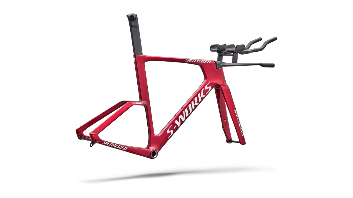 S-Works Shiv TT Disc Module - FACT 11r Carbon (2027) - Gloss Ruby Metallic / Metallic White Silver