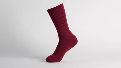 Merino Midweight Tall Logo Socks - Maroon - Maroon