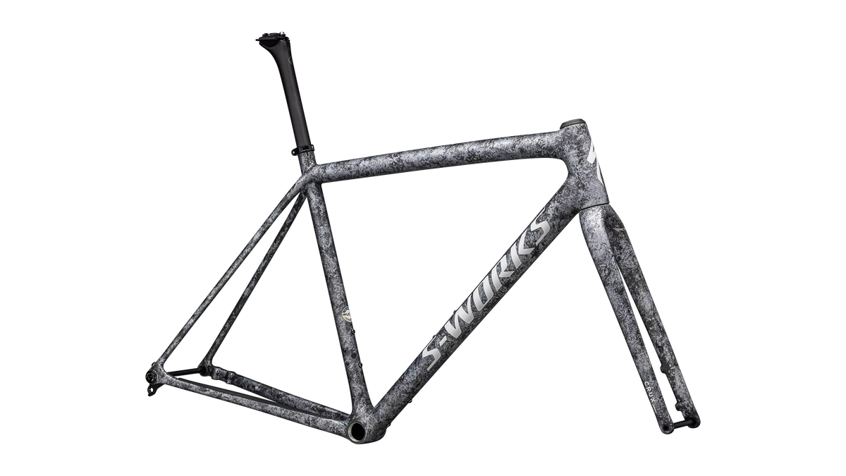 S-Works Crux Frameset - Satin Carbon / Multi-Color Blurred Impasto / Gloss White Metallic Silver