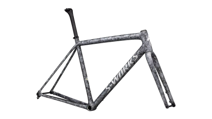 S-Works Crux Frameset - Satin Carbon / Multi-Color Blurred Impasto / Gloss White Metallic Silver