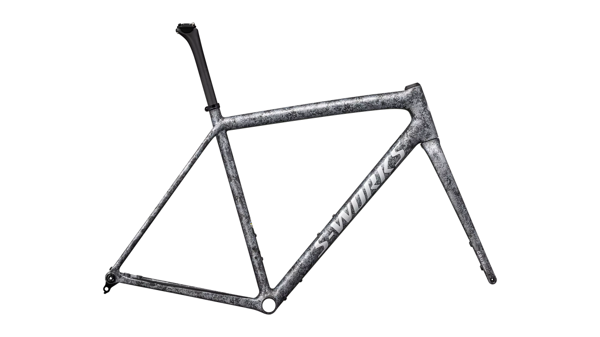 S-Works Crux Frameset - Satin Carbon / Multi-Color Blurred Impasto / Gloss White Metallic Silver