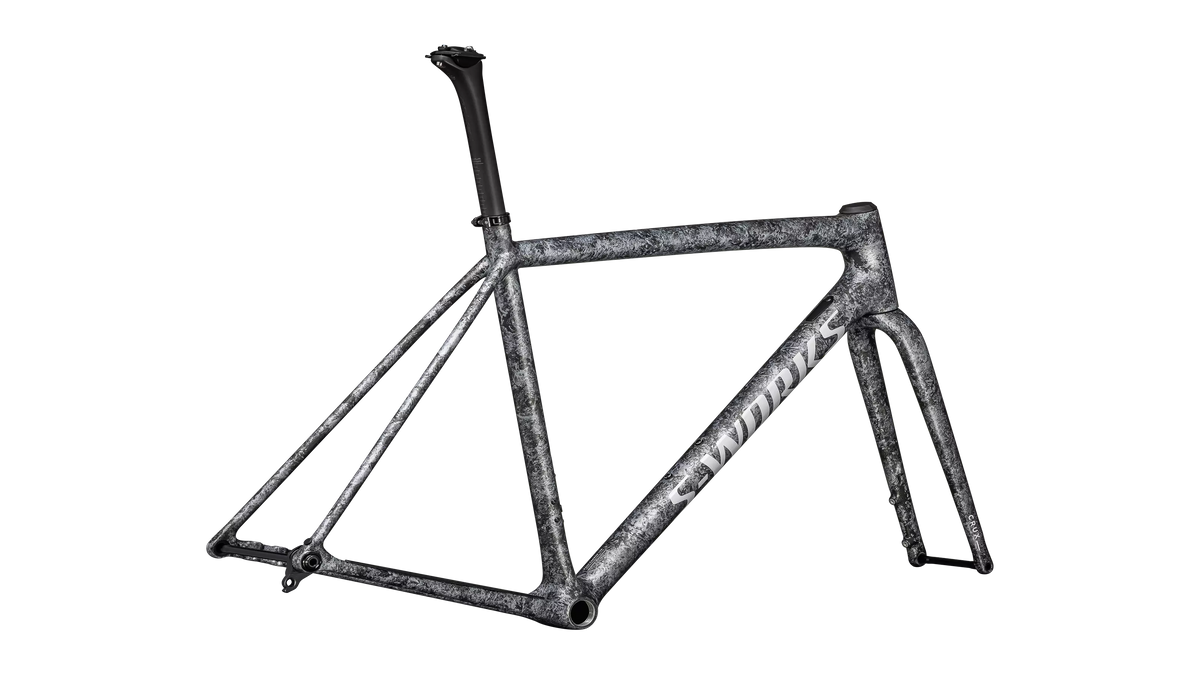S-Works Crux Frameset - Satin Carbon / Multi-Color Blurred Impasto / Gloss White Metallic Silver