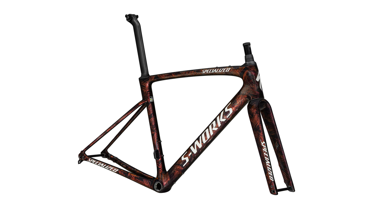 S-Works Roubaix SL8 Frameset - FACT 12R Carbon - Gloss Red To Gold Chameleon / Solidity Metallic / Dune White