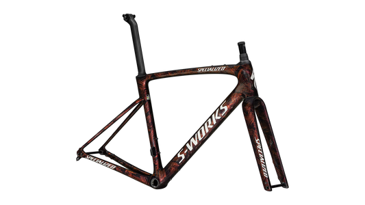 S-Works Roubaix SL8 Frameset - FACT 12R Carbon - Gloss Red To Gold Chameleon / Solidity Metallic / Dune White