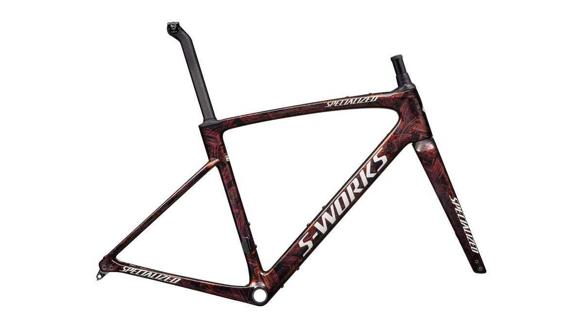 S-Works Roubaix SL8 Frameset - FACT 12R Carbon - Gloss Red To Gold Chameleon / Solidity Metallic / Dune White