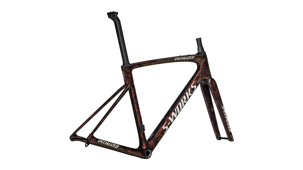 S-Works Roubaix SL8 Frameset - FACT 12R Carbon - Gloss Red To Gold Chameleon / Solidity Metallic / Dune White