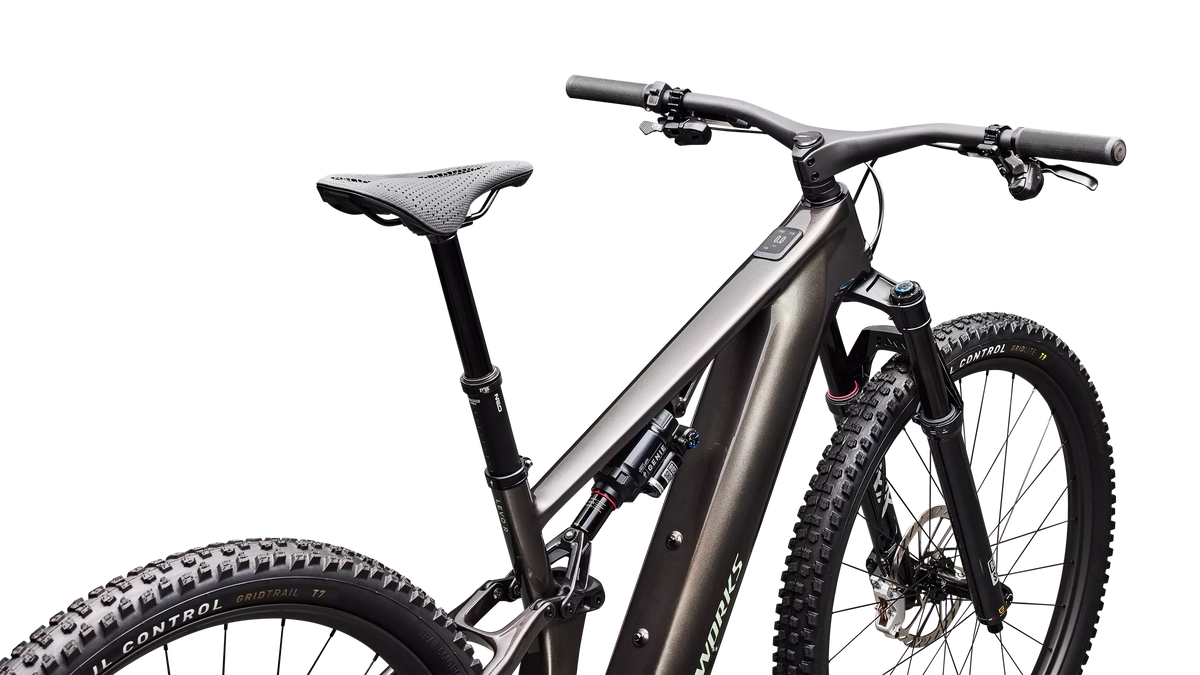 S-Works Turbo Levo R (2027) - Gloss Warm Smoke Metallic / Smoke / Pistachio