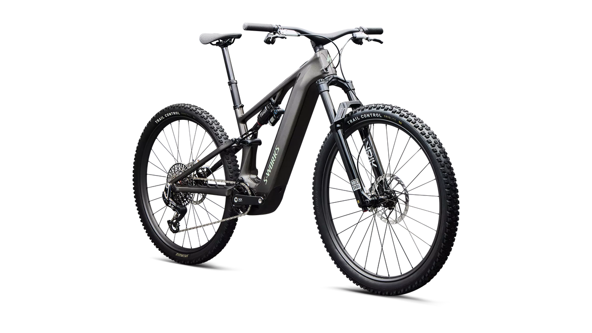 S-Works Turbo Levo R (2027) - Gloss Warm Smoke Metallic / Smoke / Pistachio