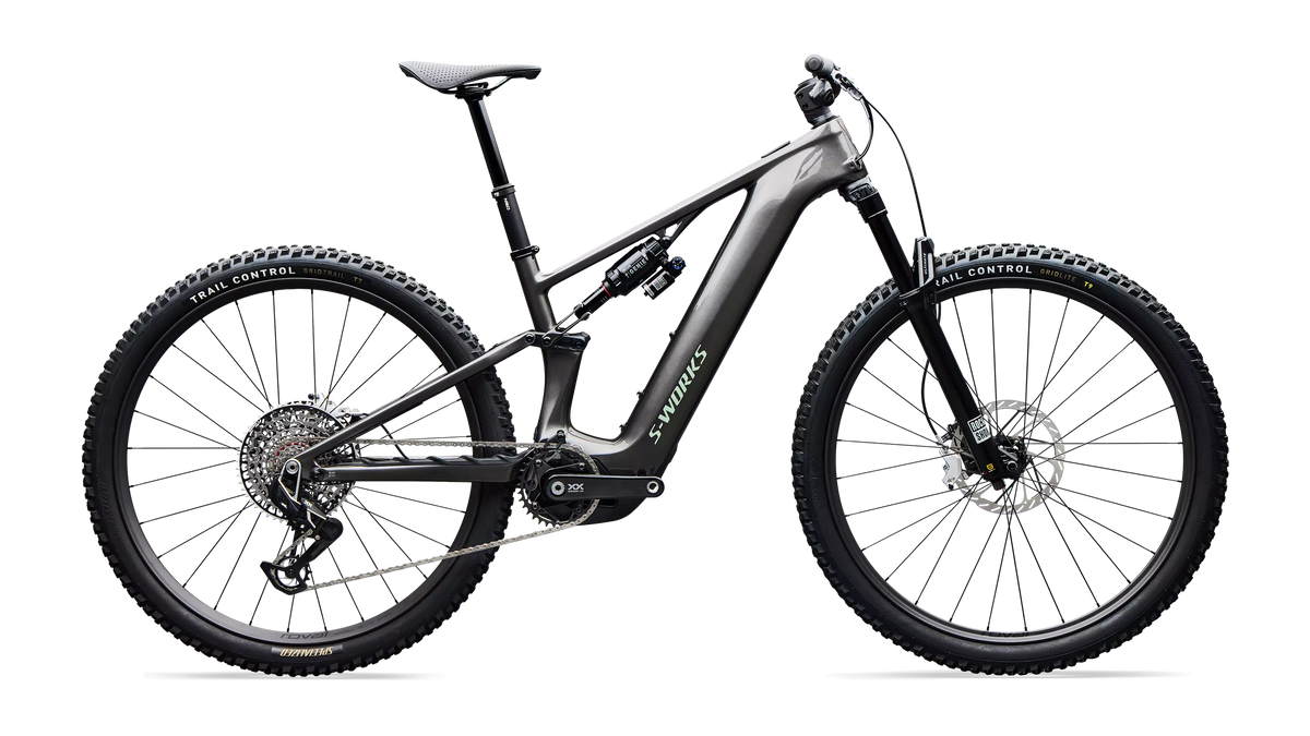 S-Works Turbo Levo R (2027) - Gloss Warm Smoke Metallic / Smoke / Pistachio