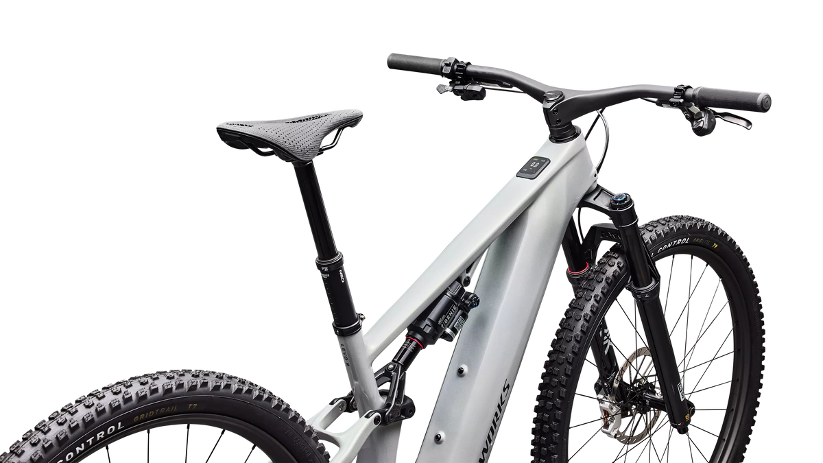 S-Works Turbo Levo R (2027) - Gloss Dolomite Metallic / Chameleon Silver Green / Oak Green Metallic