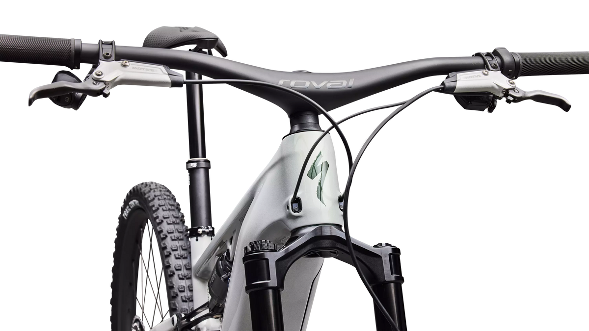 S-Works Turbo Levo R (2027) - Gloss Dolomite Metallic / Chameleon Silver Green / Oak Green Metallic