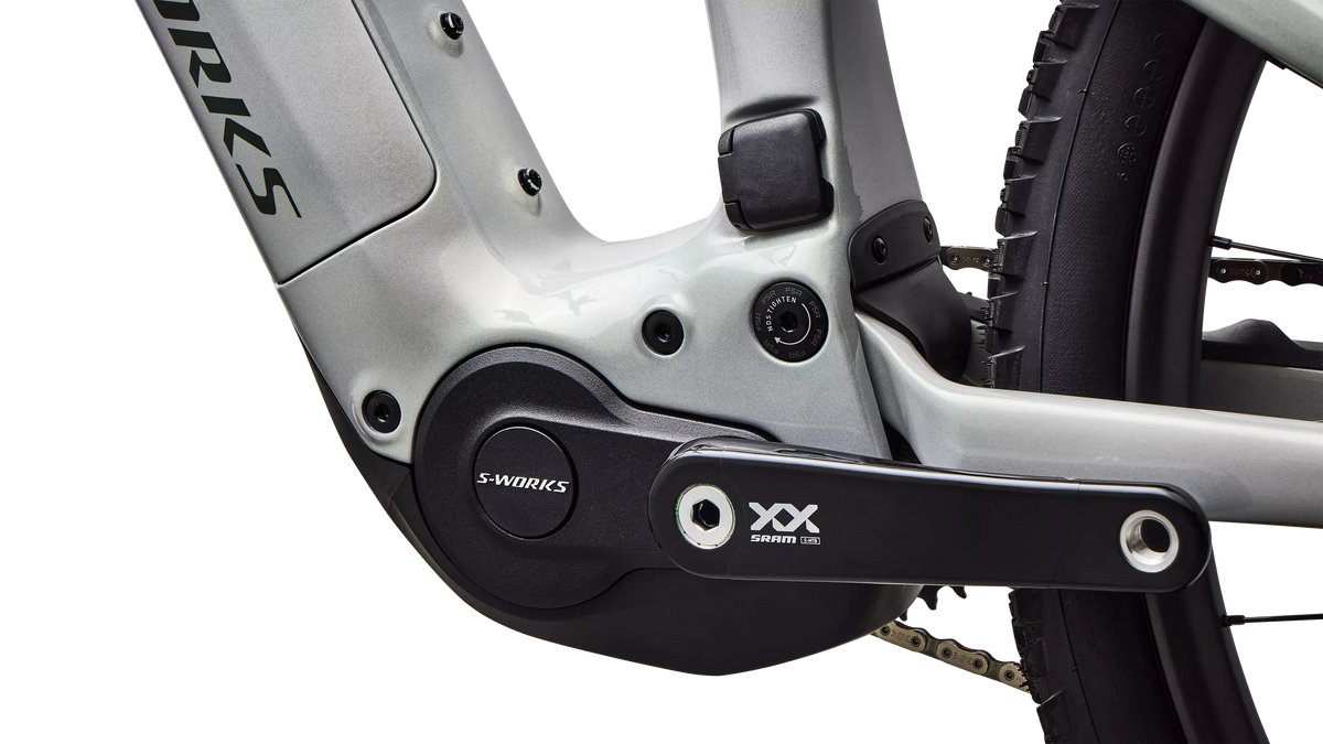 S-Works Turbo Levo R (2027) - Gloss Dolomite Metallic / Chameleon Silver Green / Oak Green Metallic
