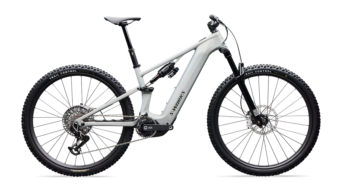 S-Works Turbo Levo R (2027) - Gloss Dolomite Metallic / Chameleon Silver Green / Oak Green Metallic