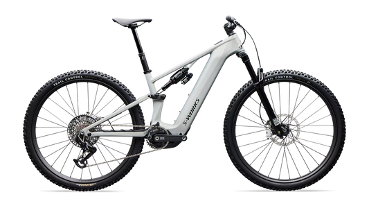 S-Works Turbo Levo R (2027) - Gloss Dolomite Metallic / Chameleon Silver Green / Oak Green Metallic
