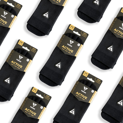 VERSUS Classic Black Active Crew Tab Socks